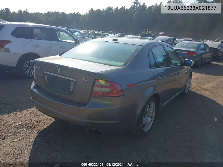 2008 Acura Tl 3.2 VIN: 19UUA66238A021877 Lot: 40322401