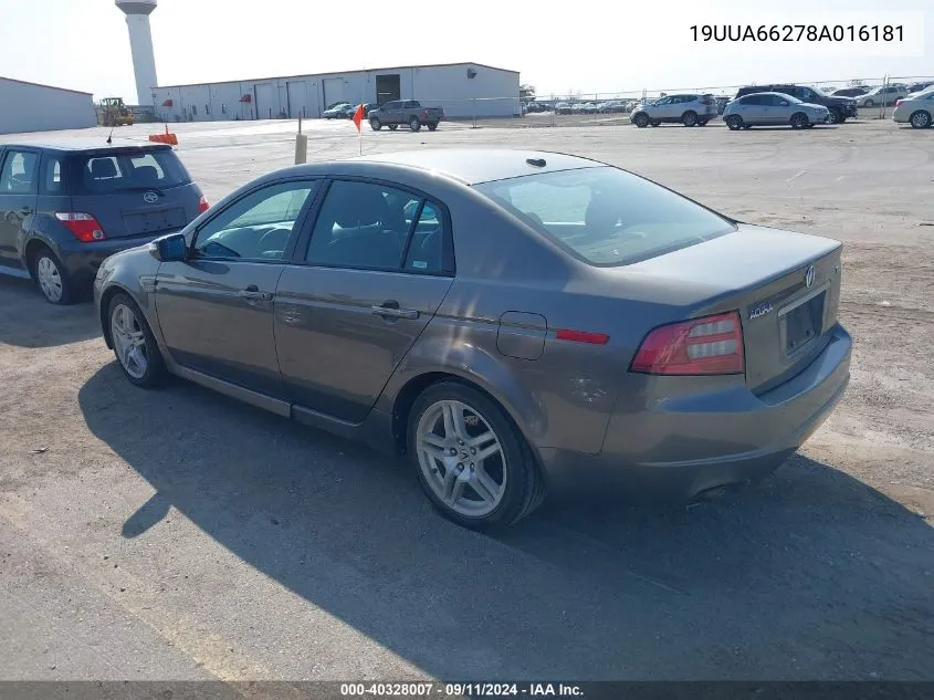 2008 Acura Tl 3.2 VIN: 19UUA66278A016181 Lot: 40328007