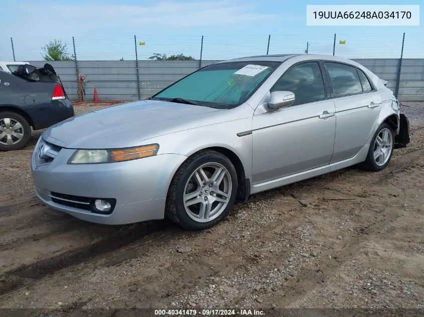 2008 Acura Tl 3.2 VIN: 19UUA66248A034170 Lot: 40341479