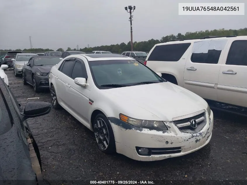 2008 Acura Tl Type S VIN: 19UUA76548A042561 Lot: 40401775