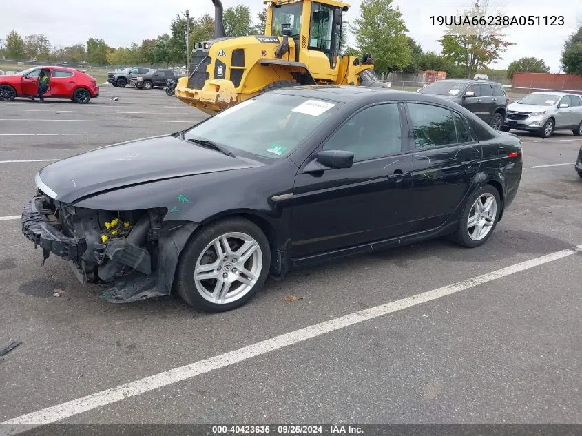 2008 Acura Tl 3.2 VIN: 19UUA66238A051123 Lot: 40423635