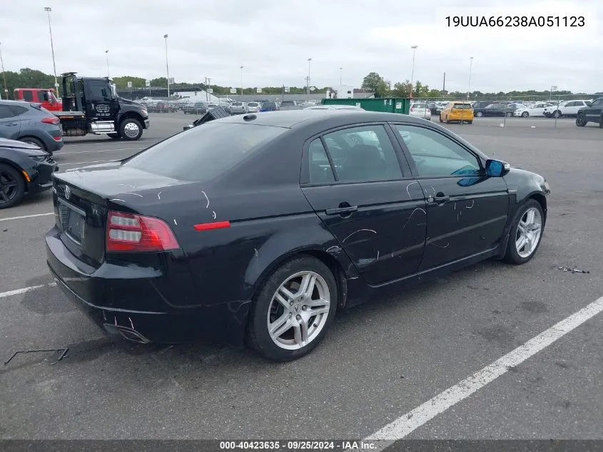 2008 Acura Tl 3.2 VIN: 19UUA66238A051123 Lot: 40423635