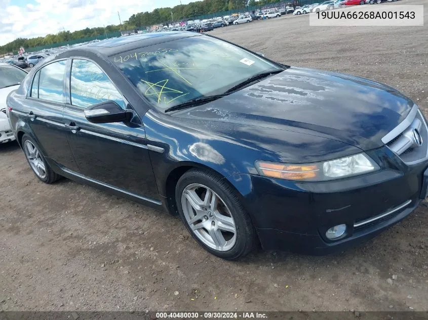 2008 Acura Tl 3.2 VIN: 19UUA66268A001543 Lot: 40480030