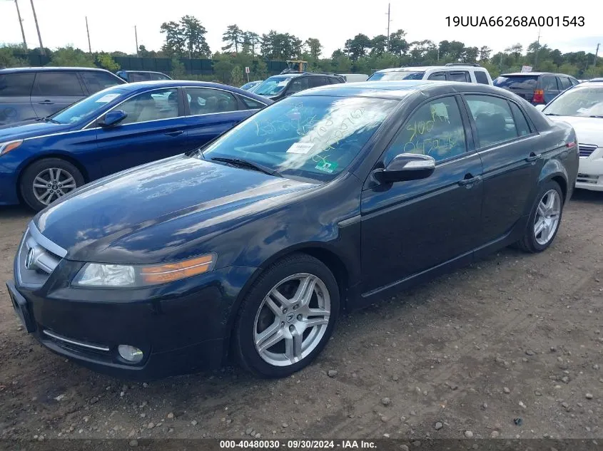 2008 Acura Tl 3.2 VIN: 19UUA66268A001543 Lot: 40480030