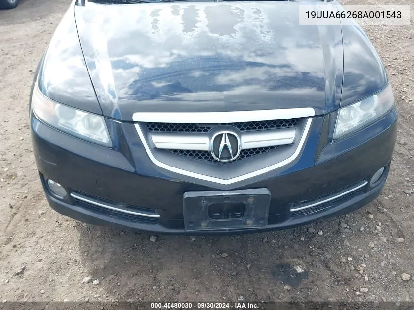 2008 Acura Tl 3.2 VIN: 19UUA66268A001543 Lot: 40480030