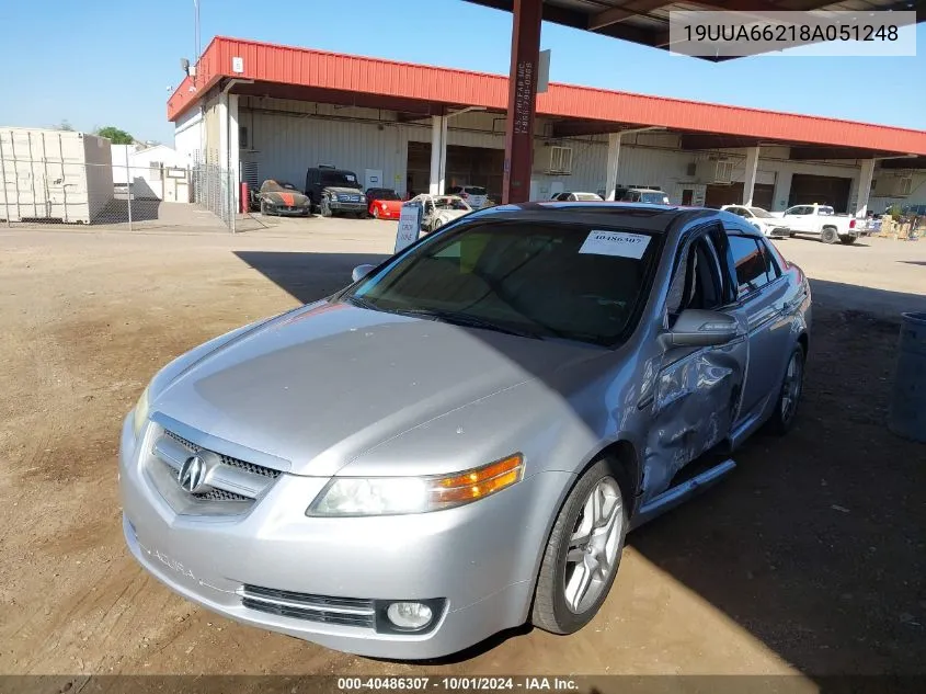 2008 Acura Tl VIN: 19UUA66218A051248 Lot: 40486307