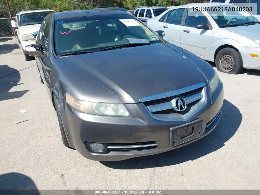 2008 Acura Tl 3.2 VIN: 19UUA66218A040203 Lot: 40490327