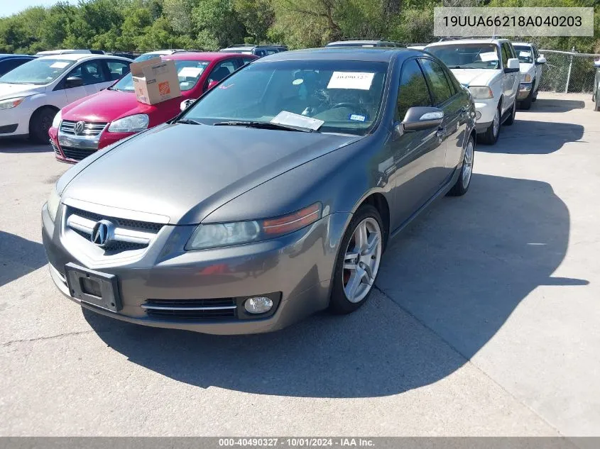 2008 Acura Tl 3.2 VIN: 19UUA66218A040203 Lot: 40490327