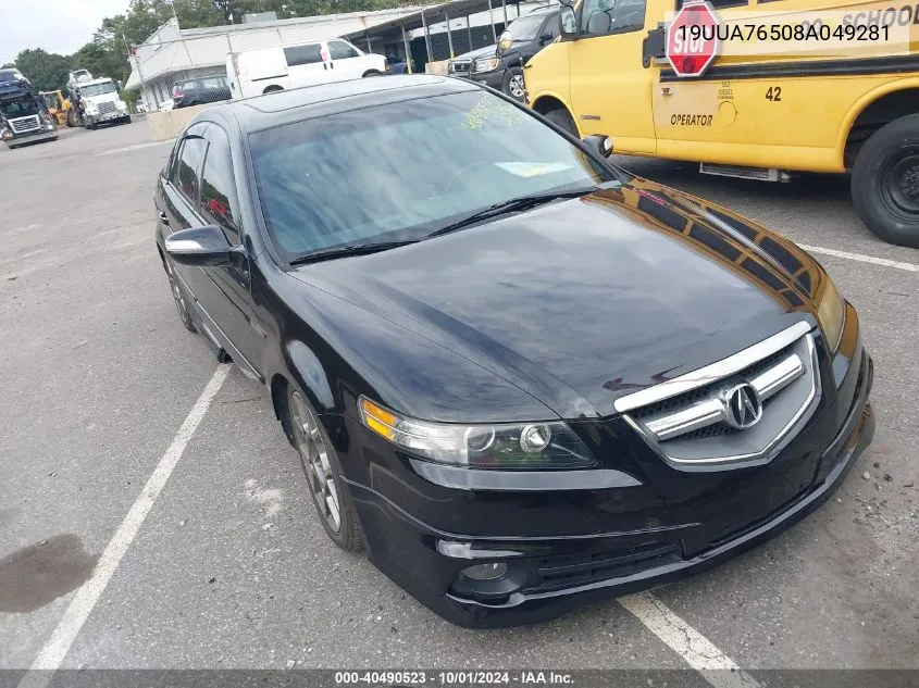 2008 Acura Tl Type S VIN: 19UUA76508A049281 Lot: 40490523