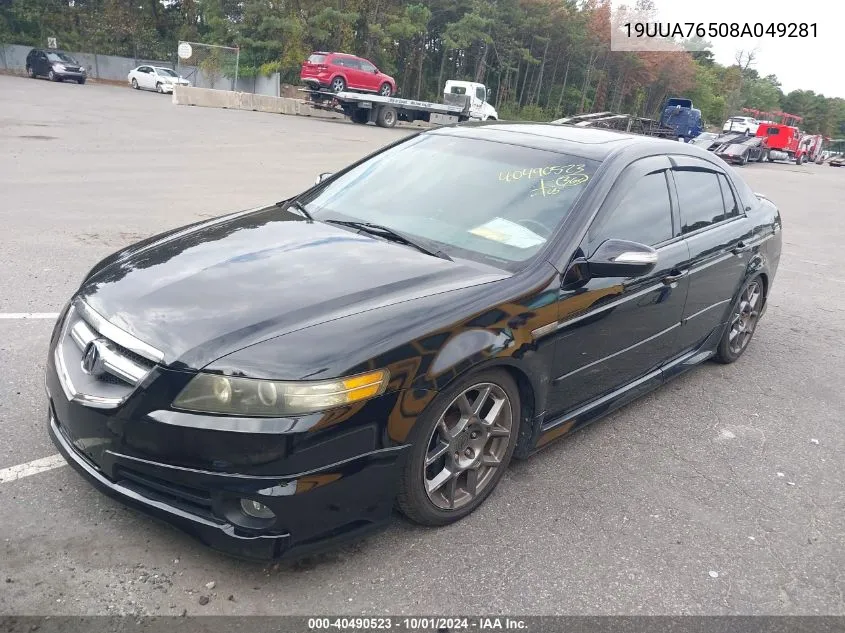 2008 Acura Tl Type S VIN: 19UUA76508A049281 Lot: 40490523