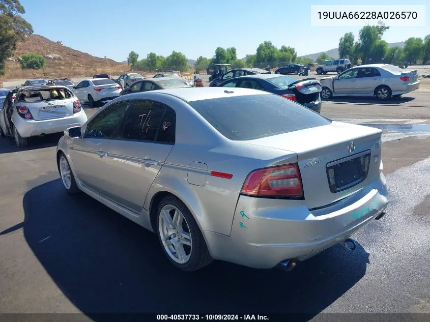 2008 Acura Tl 3.2 VIN: 19UUA66228A026570 Lot: 40537733