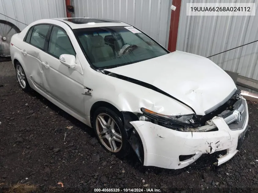 2008 Acura Tl 3.2 VIN: 19UUA66268A024112 Lot: 40585328