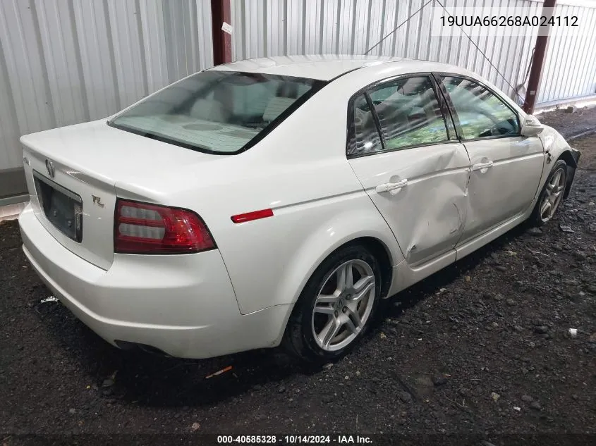 2008 Acura Tl 3.2 VIN: 19UUA66268A024112 Lot: 40585328