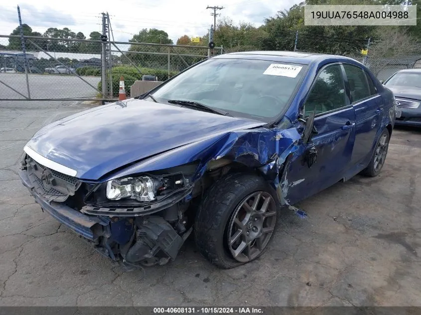 2008 Acura Tl Type S VIN: 19UUA76548A004988 Lot: 40608131