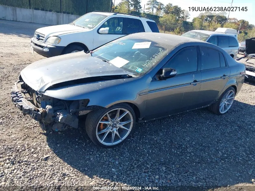 2008 Acura Tl 3.2 VIN: 19UUA66238A027145 Lot: 40655160