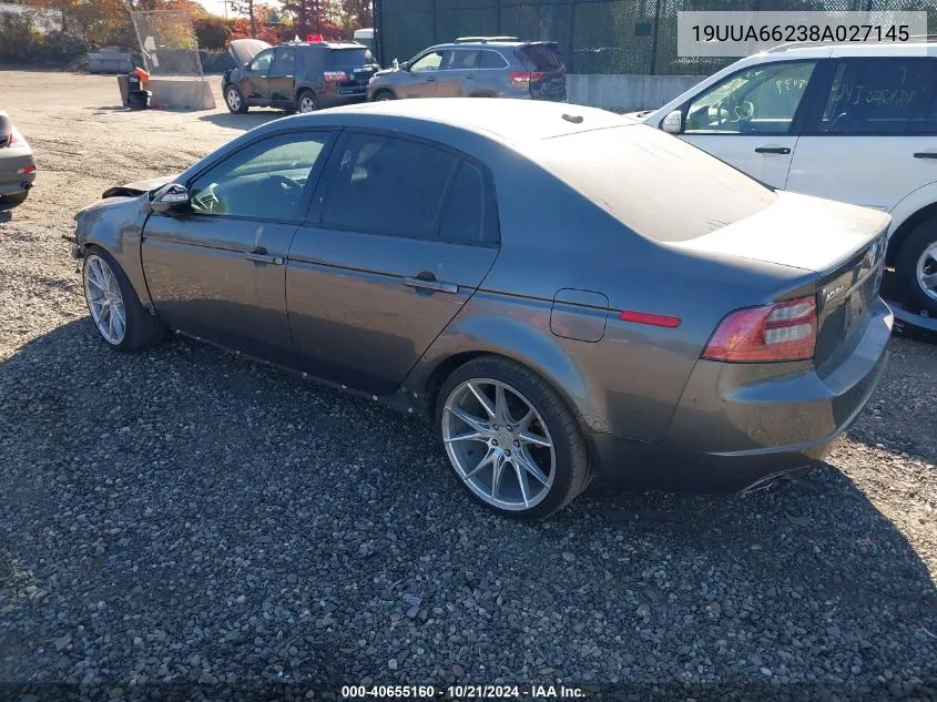 2008 Acura Tl 3.2 VIN: 19UUA66238A027145 Lot: 40655160