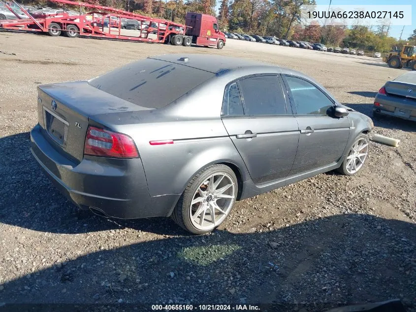 2008 Acura Tl 3.2 VIN: 19UUA66238A027145 Lot: 40655160