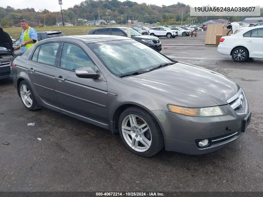 2008 Acura Tl 3.2 VIN: 19UUA66248A038607 Lot: 40672214