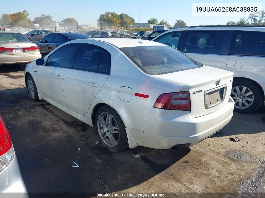 2008 Acura Tl 3.2 VIN: 19UUA66268A038835 Lot: 40673000