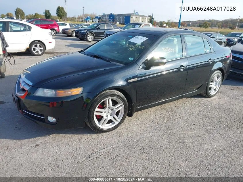 2008 Acura Tl 3.2 VIN: 19UUA66248A017028 Lot: 40685071