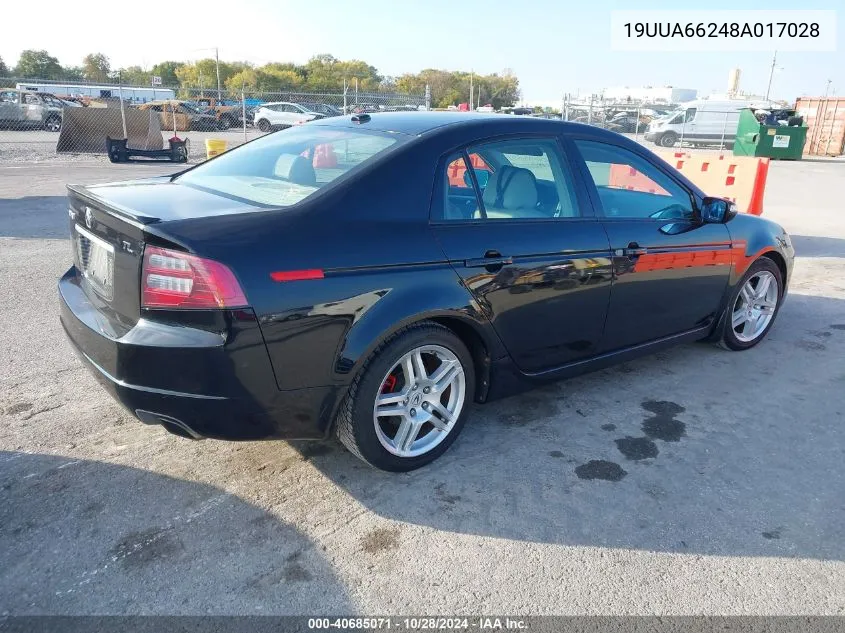 2008 Acura Tl 3.2 VIN: 19UUA66248A017028 Lot: 40685071