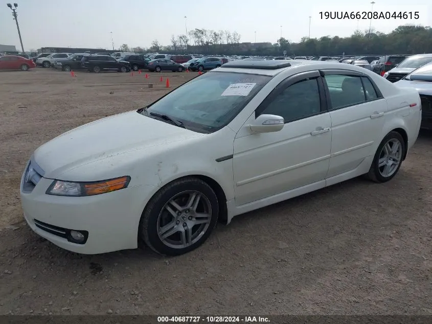 2008 Acura Tl 3.2 VIN: 19UUA66208A044615 Lot: 40687727