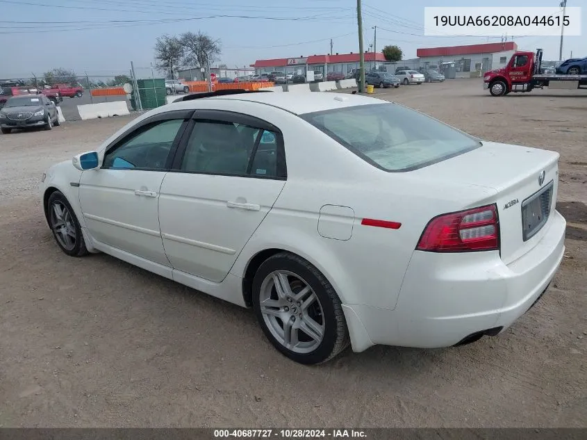 2008 Acura Tl 3.2 VIN: 19UUA66208A044615 Lot: 40687727