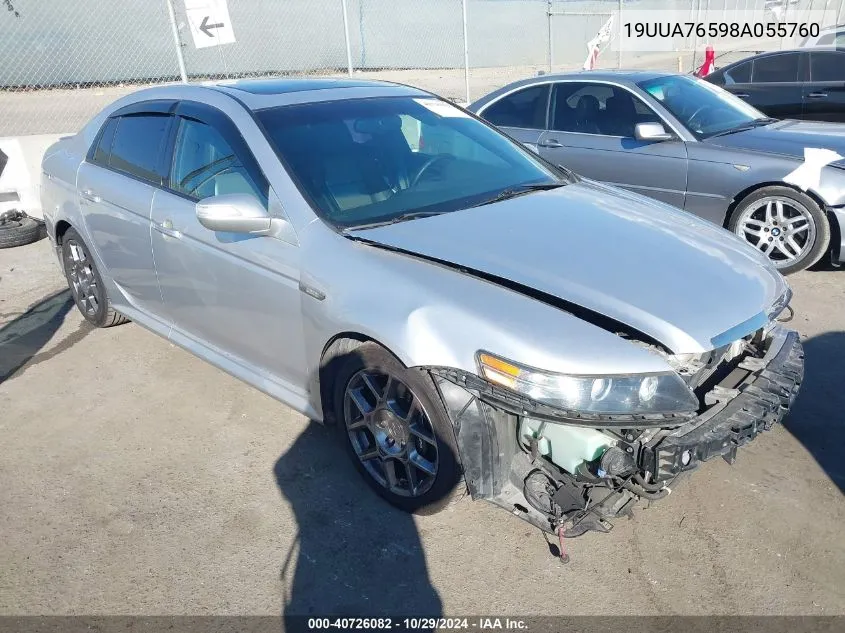 2008 Acura Tl Type S VIN: 19UUA76598A055760 Lot: 40726082