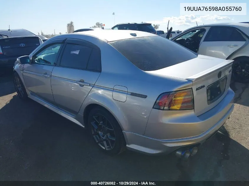 2008 Acura Tl Type S VIN: 19UUA76598A055760 Lot: 40726082