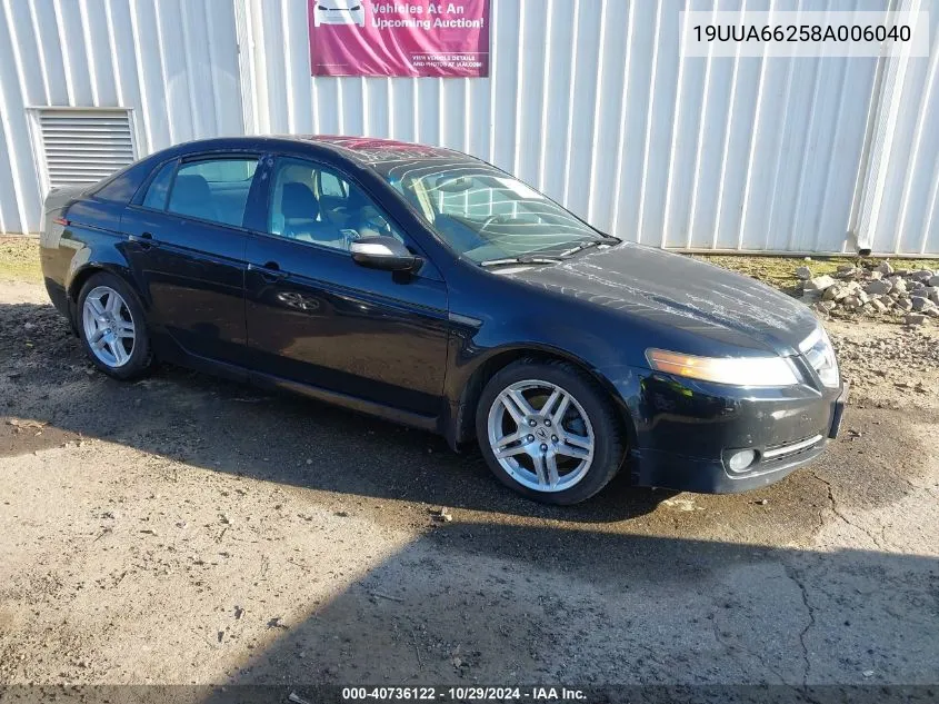 2008 Acura Tl 3.2 VIN: 19UUA66258A006040 Lot: 40736122