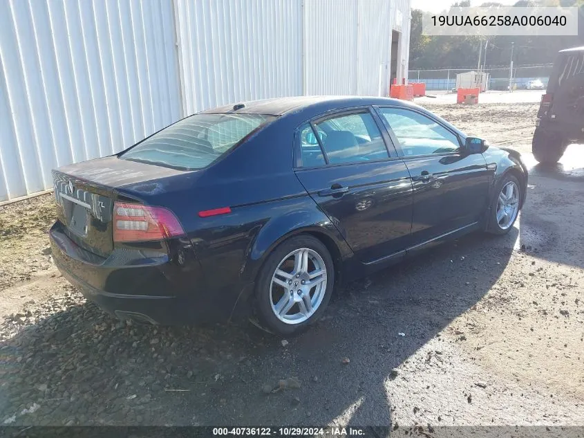 2008 Acura Tl 3.2 VIN: 19UUA66258A006040 Lot: 40736122