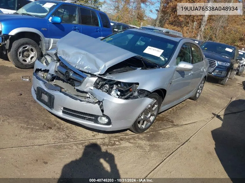 2008 Acura Tl Type S VIN: 19UUA76538A048934 Lot: 40745203