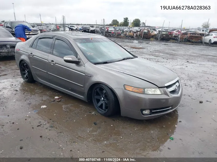 2008 Acura Tl 3.2 VIN: 19UUA66278A028363 Lot: 40755748