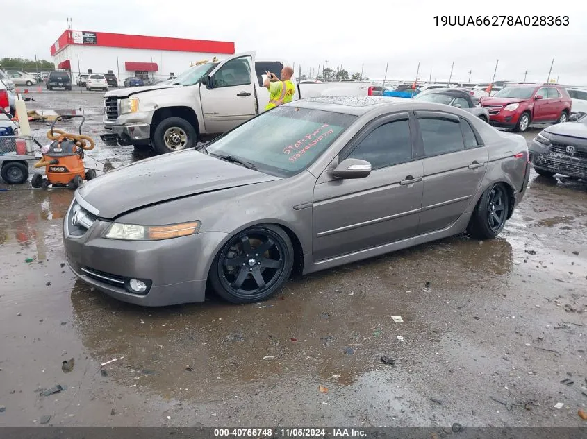 2008 Acura Tl 3.2 VIN: 19UUA66278A028363 Lot: 40755748