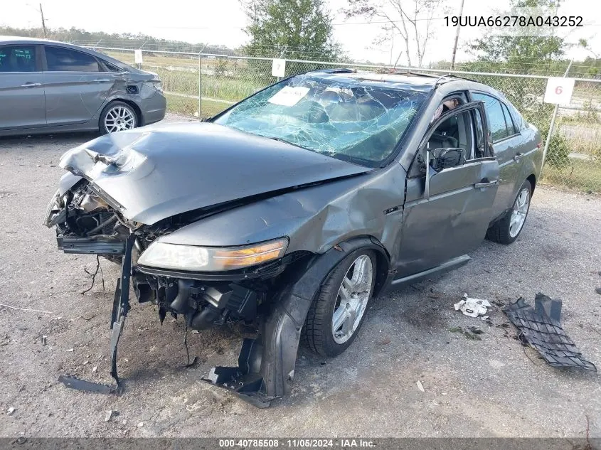 2008 Acura Tl 3.2 VIN: 19UUA66278A043252 Lot: 40785508