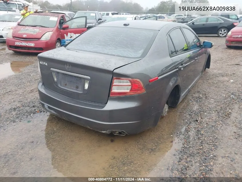 2008 Acura Tl 3.2 VIN: 19UUA662X8A009838 Lot: 40804772