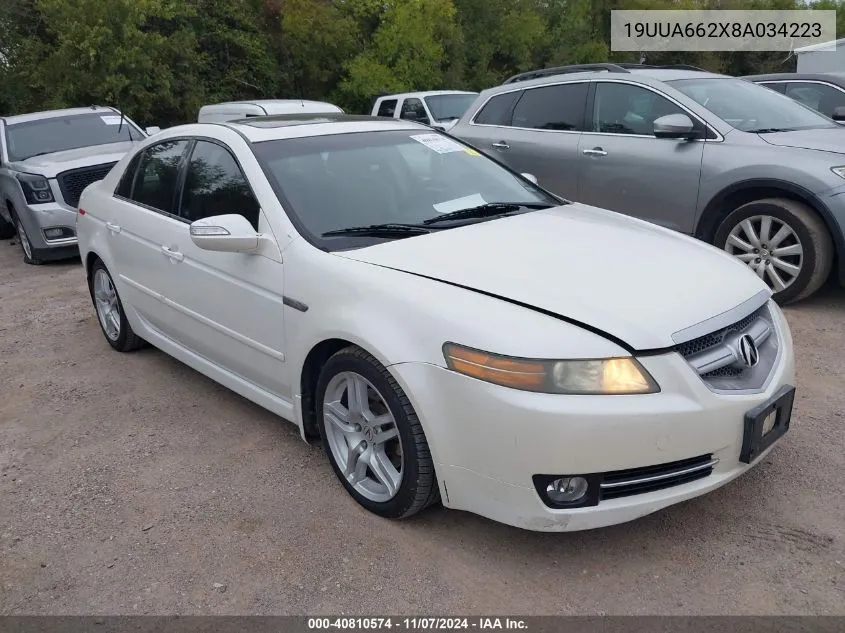 2008 Acura Tl 3.2 VIN: 19UUA662X8A034223 Lot: 40810574