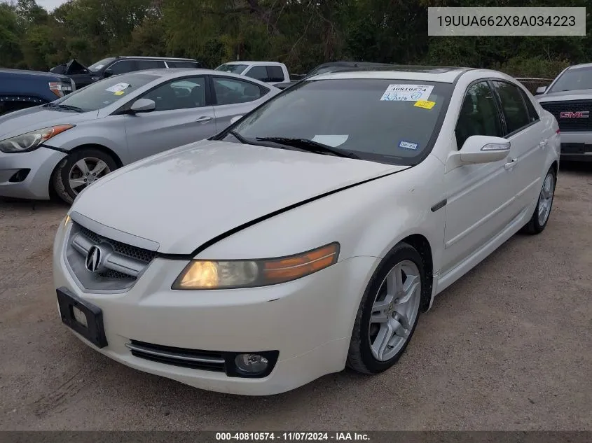 2008 Acura Tl 3.2 VIN: 19UUA662X8A034223 Lot: 40810574