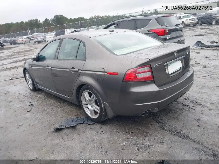 2008 Acura Tl 3.2 VIN: 19UUA66268A027592 Lot: 40826759