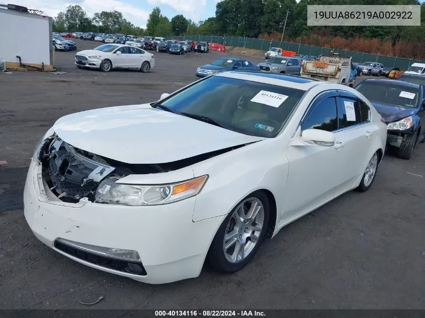 2009 Acura Tl 3.5 VIN: 19UUA86219A002922 Lot: 40134116