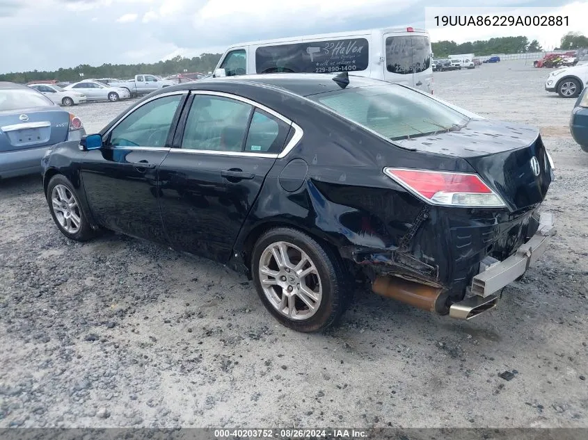 2009 Acura Tl 3.5 VIN: 19UUA86229A002881 Lot: 40203752