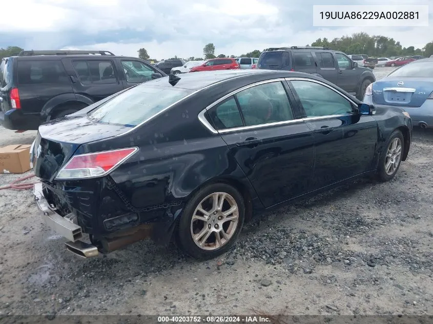 2009 Acura Tl 3.5 VIN: 19UUA86229A002881 Lot: 40203752