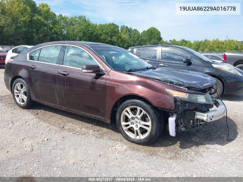 2009 Acura Tl 3.5 VIN: 19UUA86229A016778 Lot: 40272837