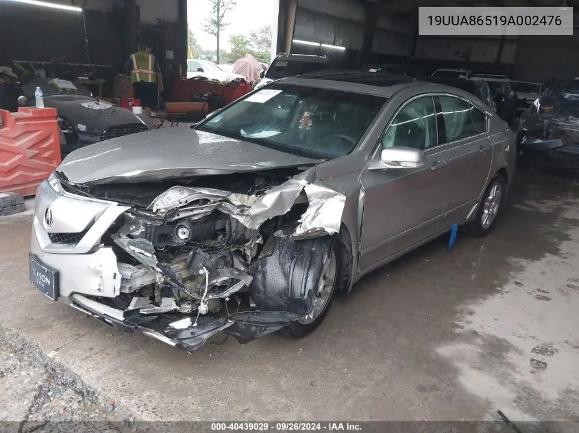 2009 Acura Tl 3.5 VIN: 19UUA86519A002476 Lot: 40439029