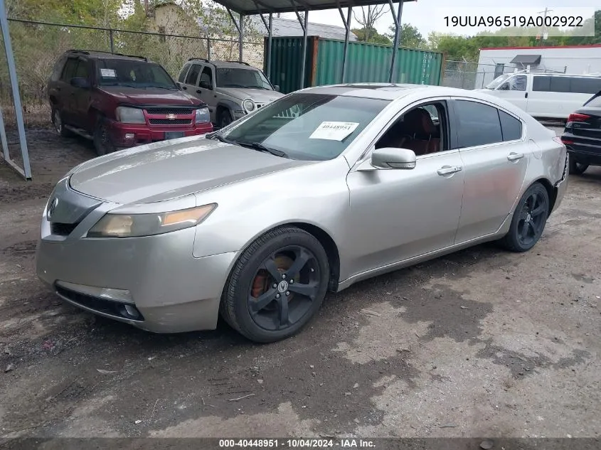 2009 Acura Tl 3.7 VIN: 19UUA96519A002922 Lot: 40448951