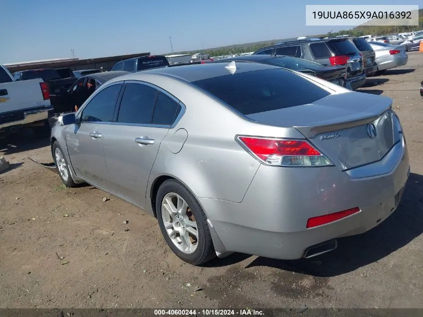 2009 Acura Tl 3.5 VIN: 19UUA865X9A016392 Lot: 40600244