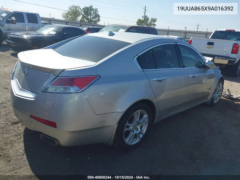 2009 Acura Tl 3.5 VIN: 19UUA865X9A016392 Lot: 40600244