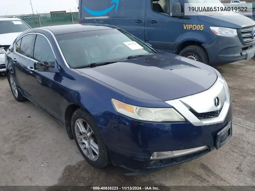 2009 Acura Tl 3.5 VIN: 19UUA86519A019522 Lot: 40835223