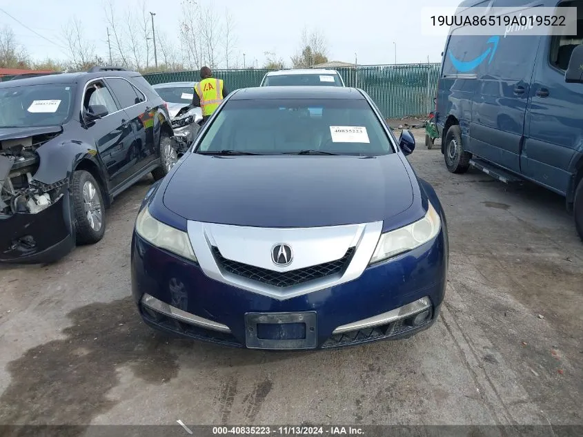 2009 Acura Tl 3.5 VIN: 19UUA86519A019522 Lot: 40835223