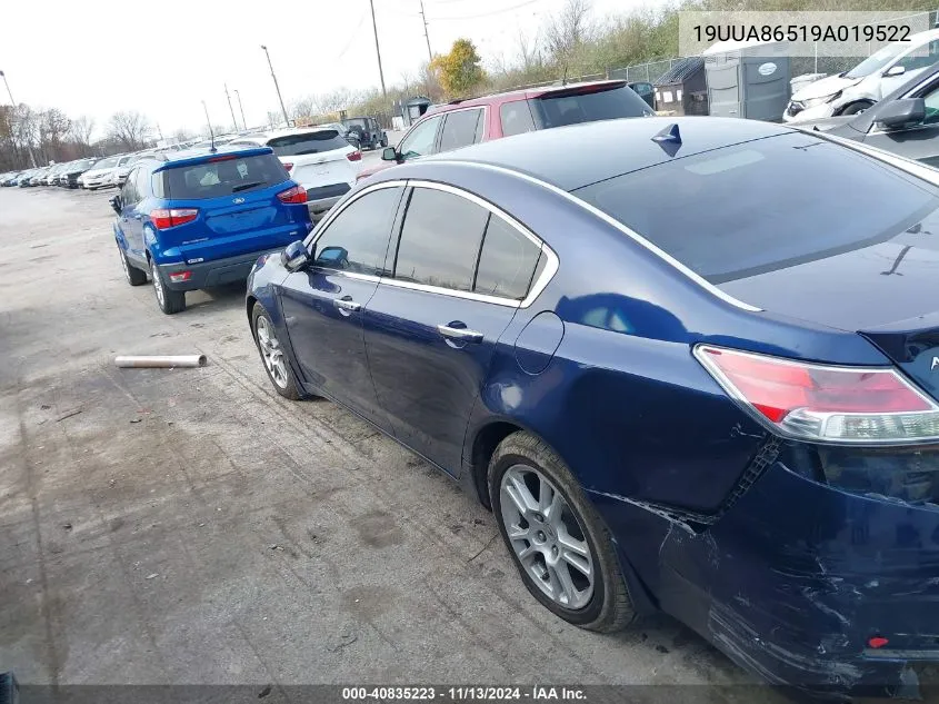 2009 Acura Tl 3.5 VIN: 19UUA86519A019522 Lot: 40835223